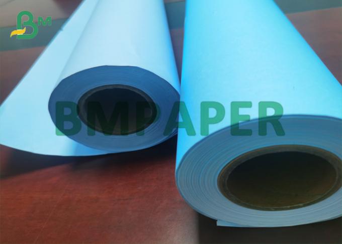 Printed Paper Color:blue 80gsm Double / Single Side Matt Blue CAD Plotter Printing Paper Roll