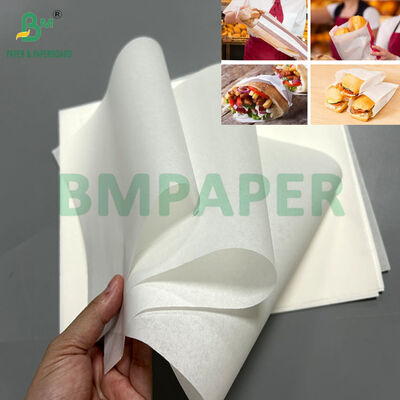 35gsm  40gsm White Color Greaseproof Paper For Fast Food Bags 390mm 532mm