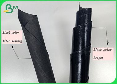 Width 150cm×110yard Fiber 0.55mm Black Color Washable Kraft Paper For Hand Bags
