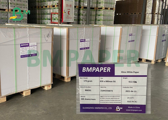 630 * 880mm Double Side Coated Paper For Book Cover Glossy Sheet Packing