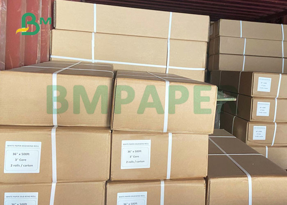 20# Plain Inkjet Plotter CAD Paper Roll  36'' x 500ft  3'' Core Good Brightness