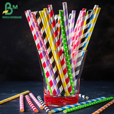 60gsm Food Grade Straw Paper Custom Stripes Colors Outer Paper 600mm 620mm Roll Wide 76mm Core