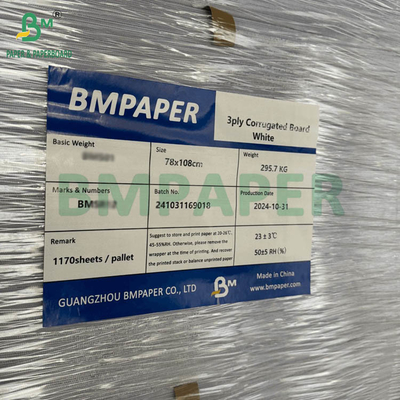 3 Ply Corrugated Board Uncoated White 2 Sides E Flute F Flute 78x108cm 70x100cm