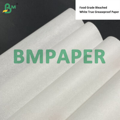 35gsm 40gsm Food Grade Bleached White True Greaseproof Paper Jumbo Rolls 365mm 295mm, KIT 3–5 Oil Resistance