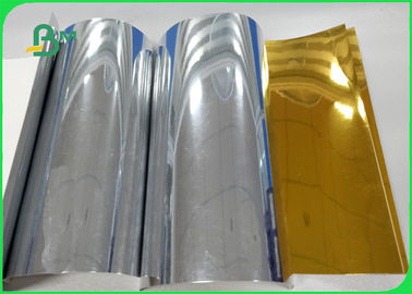 Width 550cm Strong Folding Resistance Stiffness 95gsm Silver Gold PET Metallized For Box