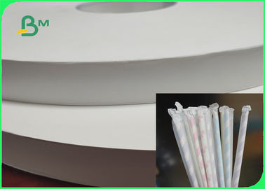 100% Biodegradable 30gsm Straw Wrapping Food Grade Paper Roll For Chopsticks Packaging 30mm 37mm