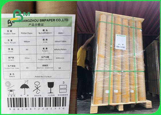 Inkjet Printing 60GSM Plotter Paper For Garment Industry 62 inch 63 inch x 180m