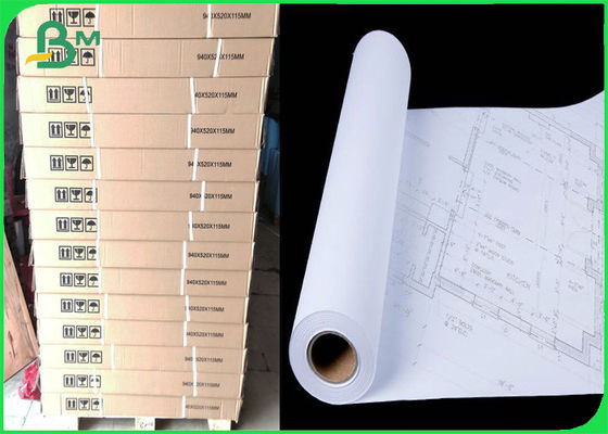 Inkjet CAD Drawing Paper Roll 914mm X 100m White Paper Roll 2&quot; Core