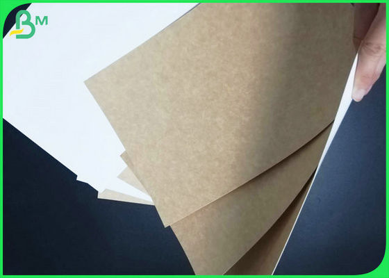 Front Side White Coated Brown Kraft Paper Customized 250gsm For Take - Out Tray