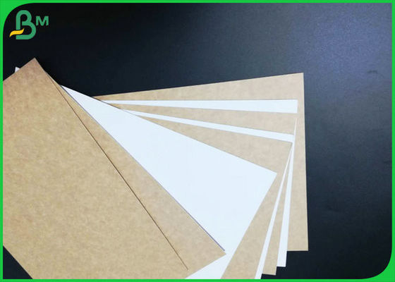 Front Side White Coated Brown Kraft Paper Customized 250gsm For Take - Out Tray