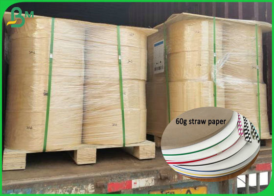 60 Gsm Straw Paper 15mm Width Roll Mg Colorful Kraft Paper With Food Grade Ink