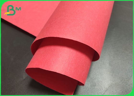 0.3mm 0.55mm Recyclable Red Kraft Paper Fabric Rolls Washable Handbags Material