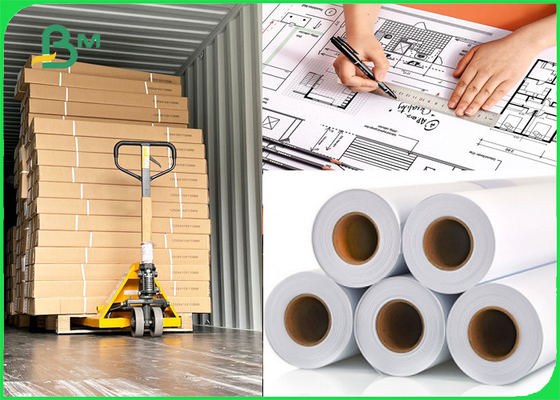 Wide Format Plotter Paper 24" X 150' CAD Bond Rolls 20lb 5 Rolls 2" Core
